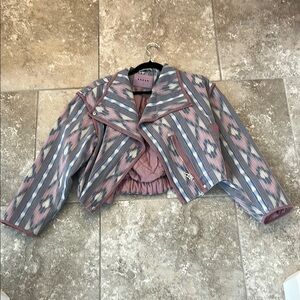 NWOT-Blank NYC Pink and Blue Bomber Jacket with Retro Flair
